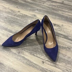 Blue suede heels. Good condition.
